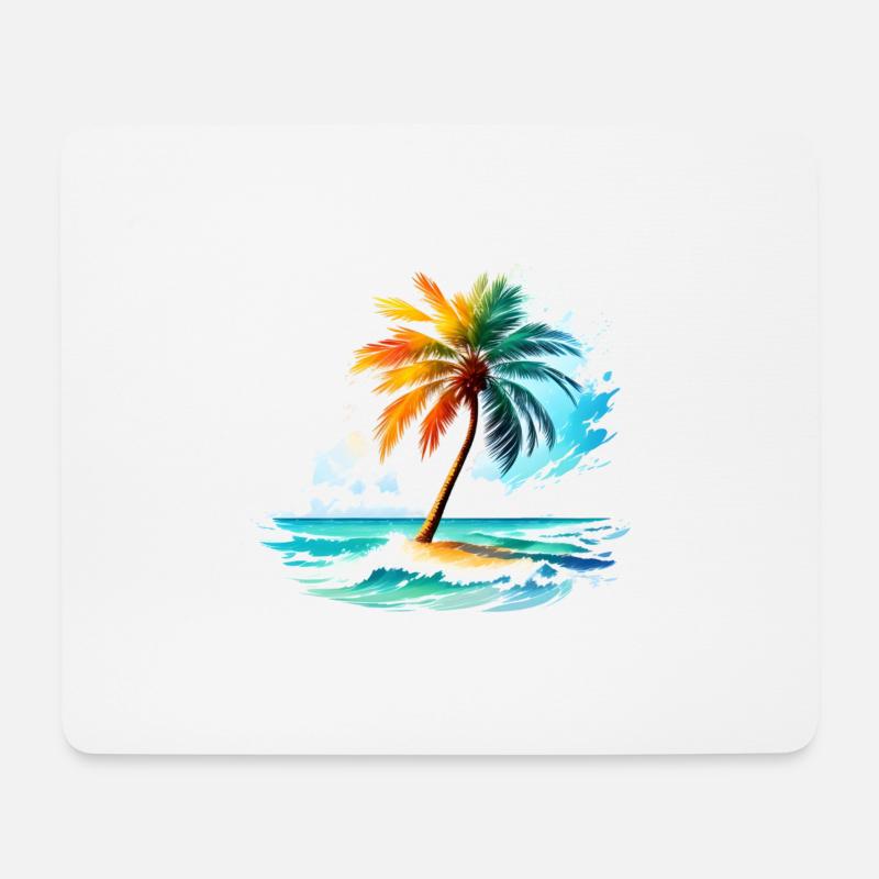 Tropische Insel mit Palme - Mousepad (Querformat) - Weiß