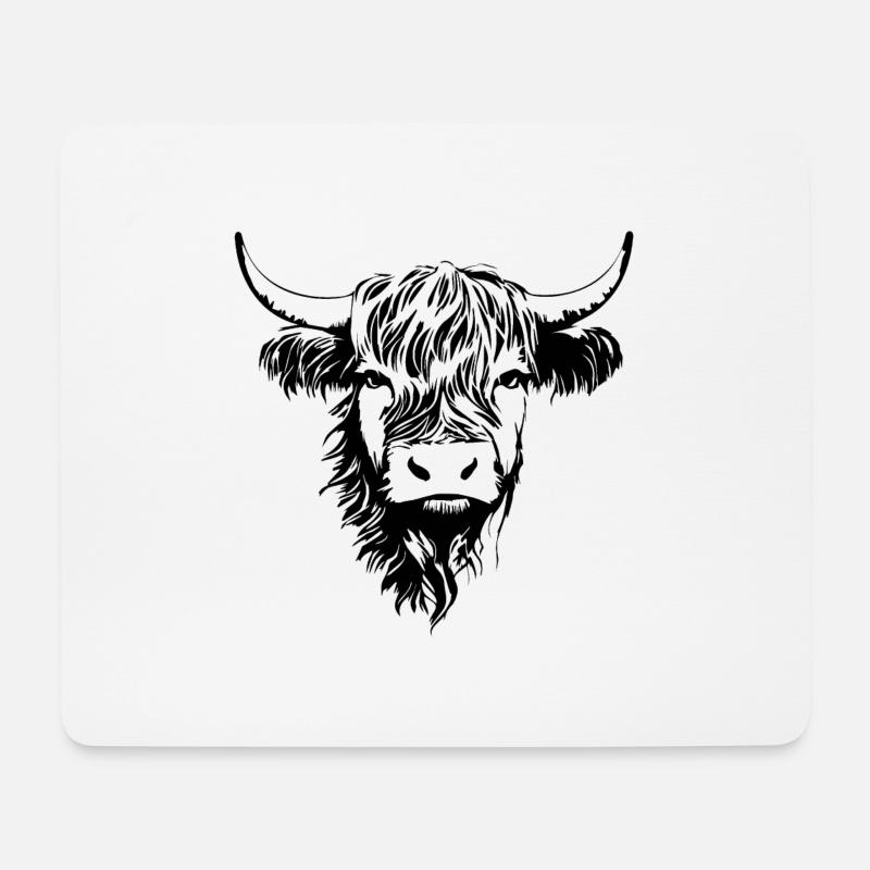 Schottische Highland Kuh - Mousepad (Querformat) - Weiß