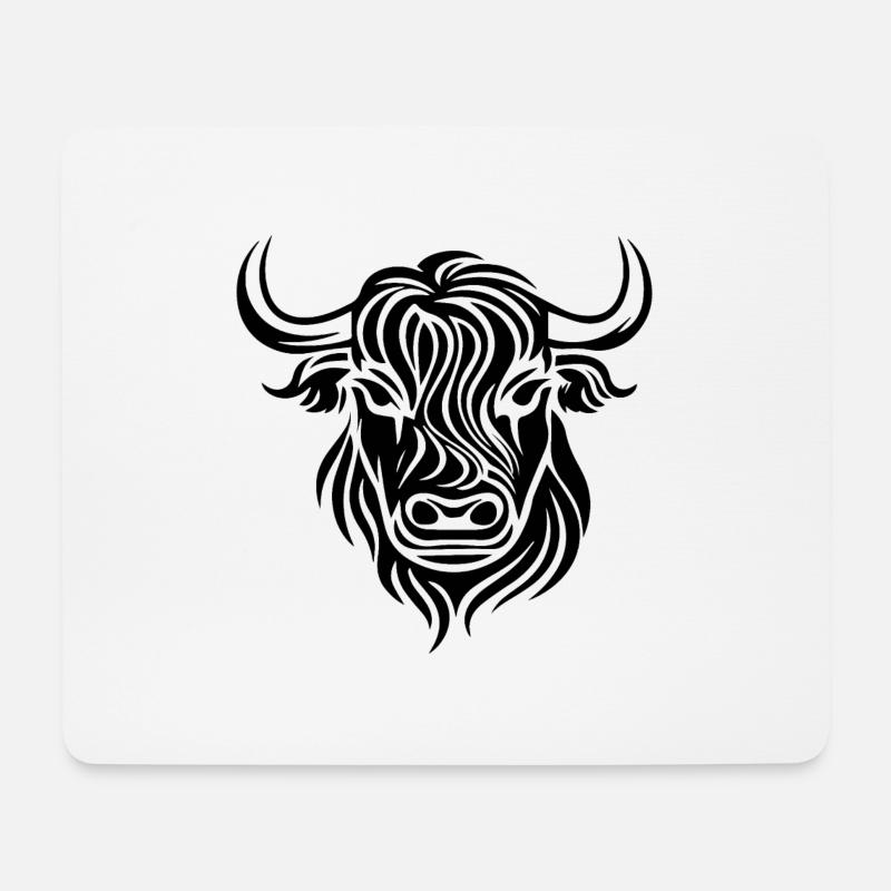 Schottische Highland Kuh - Mousepad (Querformat) - Weiß