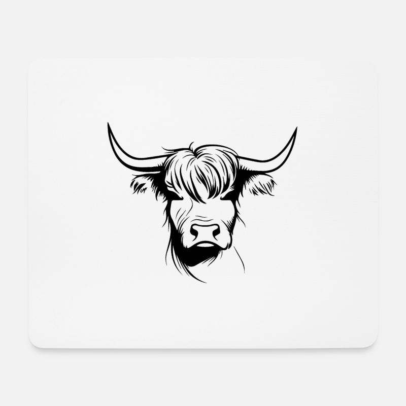 Schottische Highland Kuh - Mousepad (Querformat) - Weiß