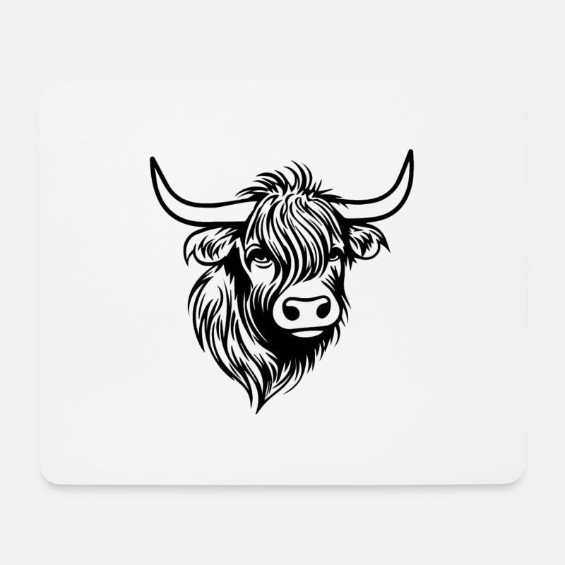 Schottische Highland Kuh - Mousepad (Querformat) - Weiß