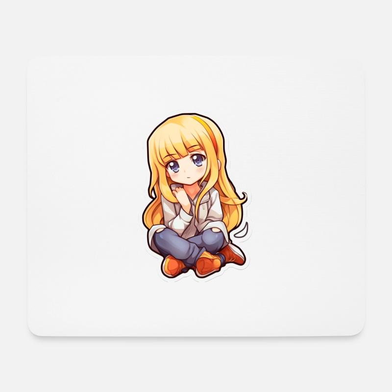 Cute Anime Girl - Mouse Pad (horizontal) - white