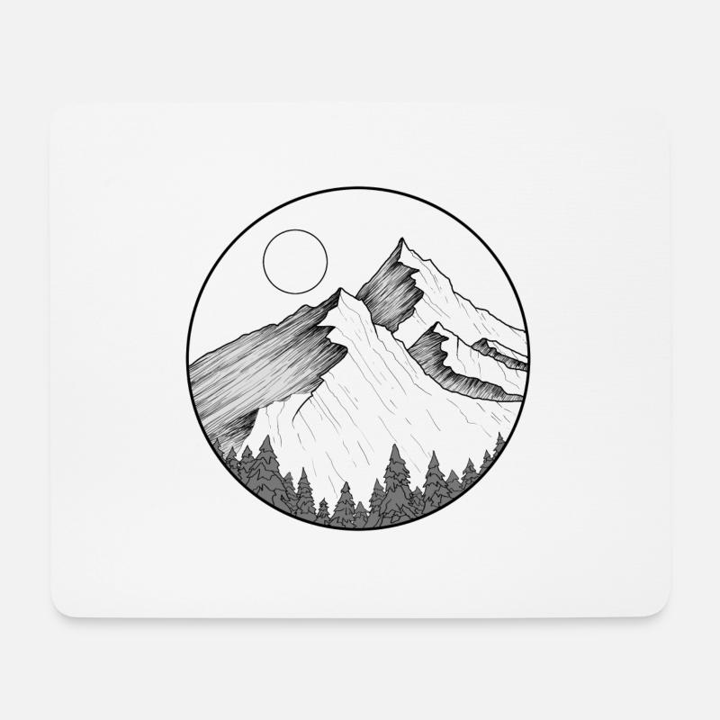 Rundes Berglogo - Mousepad (Querformat) - Weiß