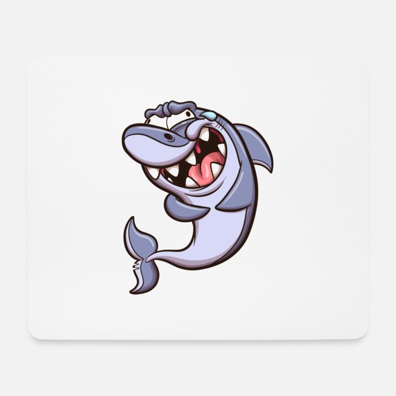 Lustiger Hai - Mousepad (Querformat) - Weiß