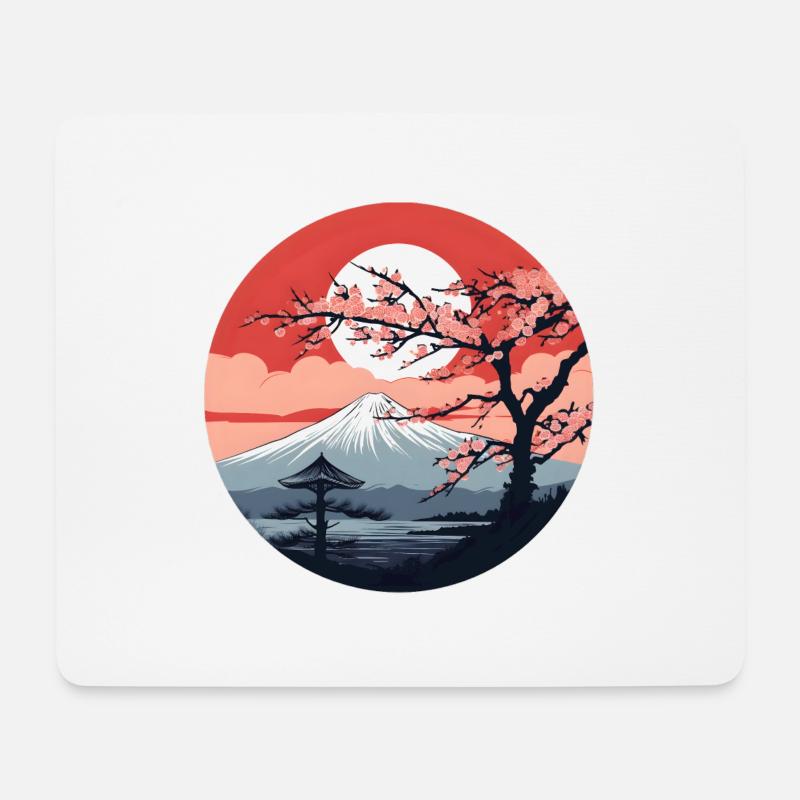 Japan Fuji Mondschein #1 - Mousepad (Querformat) - Weiß