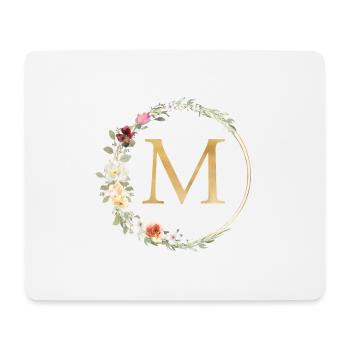 Monogramme M Floral personnalisable - Tapis de souris (format paysage) - blanc - Devant