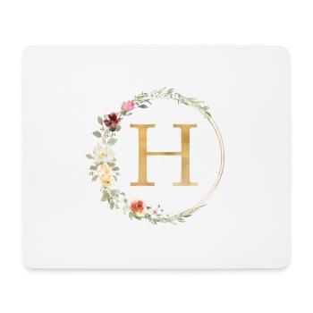 Monogramme H Floral personnalisable - Tapis de souris (format paysage) - blanc - Devant