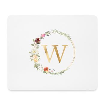 Customizable Monogram W Floral - Mouse Pad (horizontal) - white - Front