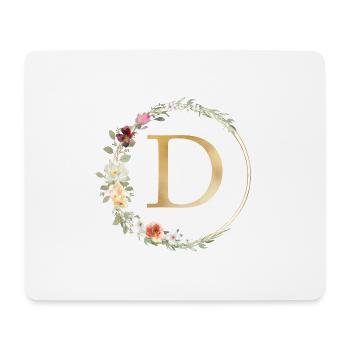 Monogramme D Floral personnalisable - Tapis de souris (format paysage) - blanc - Devant