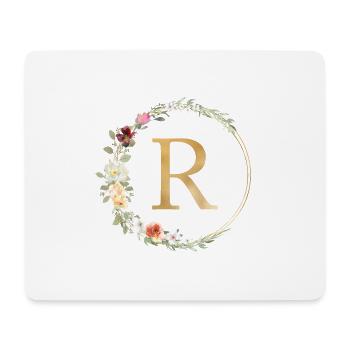 Personalisierbar Monogramm R Floral - Mousepad (Querformat) - Weiß - Vorne