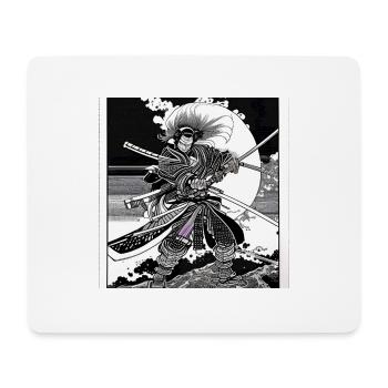 black and white manga anime samurai japan otaku - Mouse Pad (horizontal) - white - Front