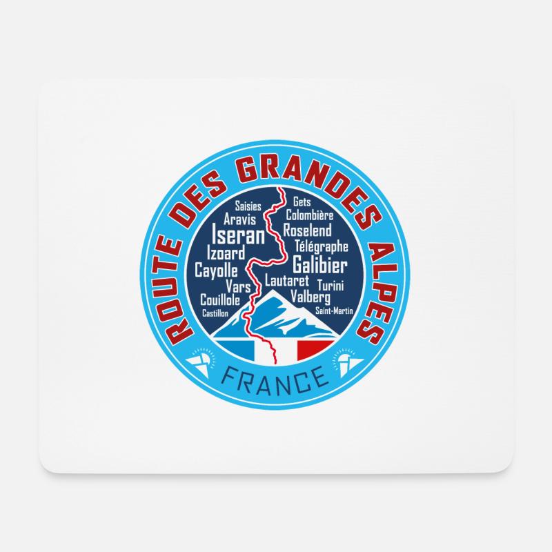 Route des Grandes Alpes V3 - Mousepad (Querformat) - Weiß