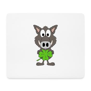 KLEEBLATT - WILDSCHWEIN - GLÜCKSBRINGER - GLÜCK - Mousepad (Querformat) - Weiß - Vorne