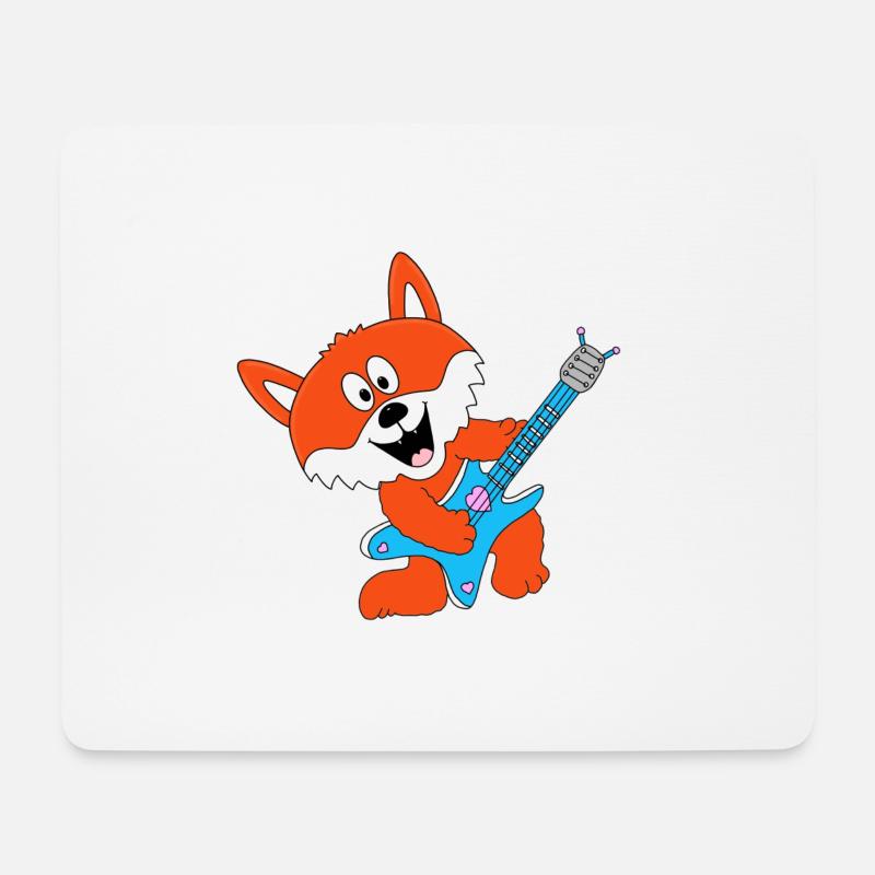 GITARRE - MUSIK - FUCHS - TIER - KIND - BABY - Mousepad (Querformat) - Weiß