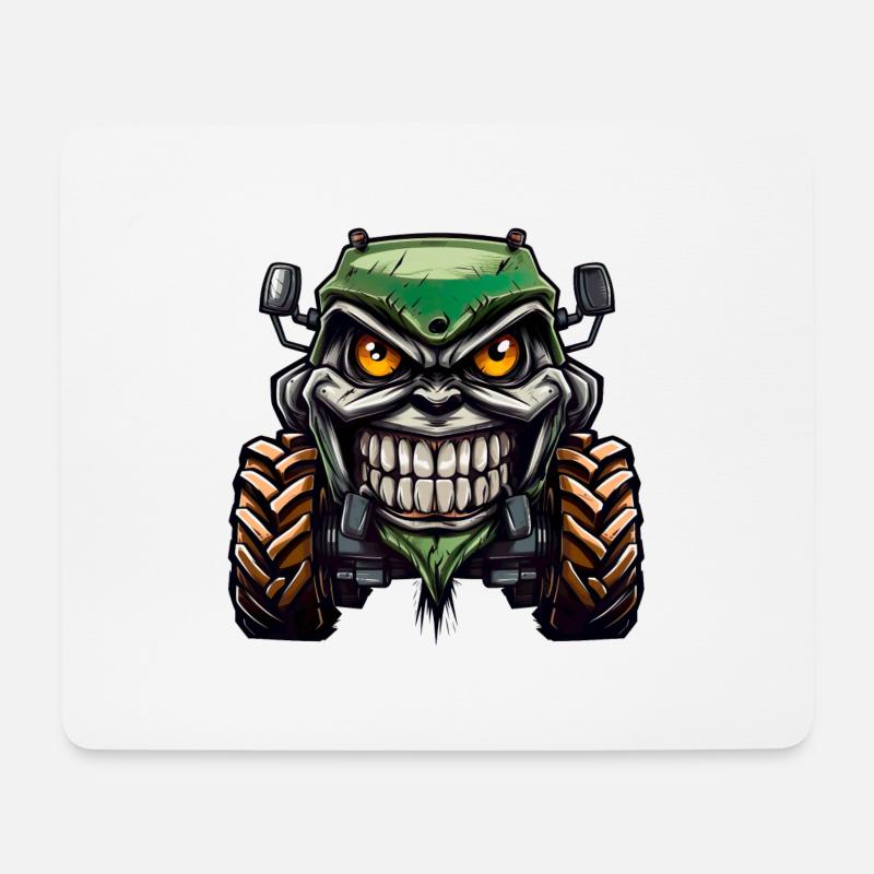 Grimmiger Traktor widerspiegelt die Wut der Bauern - Mousepad (Querformat) - Weiß