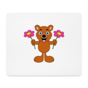 BÄR - BLUMEN - TIER - KIND - BABY - GARTEN - FUN - Mousepad (Querformat) - Weiß - Vorne