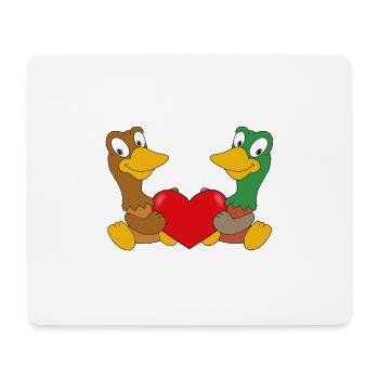 ENTEN - HERZ - LIEBE - TIERISCH - VERLIEBT - ENTE - Mousepad (Querformat) - Weiß - Vorne