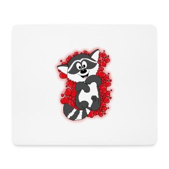 WASCHBÄR - TIER - HERZEN - LIEBE - VERLIEBT - Mousepad (Querformat) - Weiß - Vorne