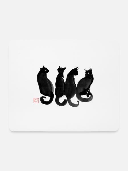 4 Katzen - Mousepad (Querformat) - Weiß
