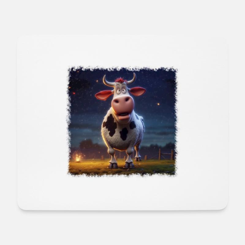 verrückte Kuh - Mousepad (Querformat) - Weiß