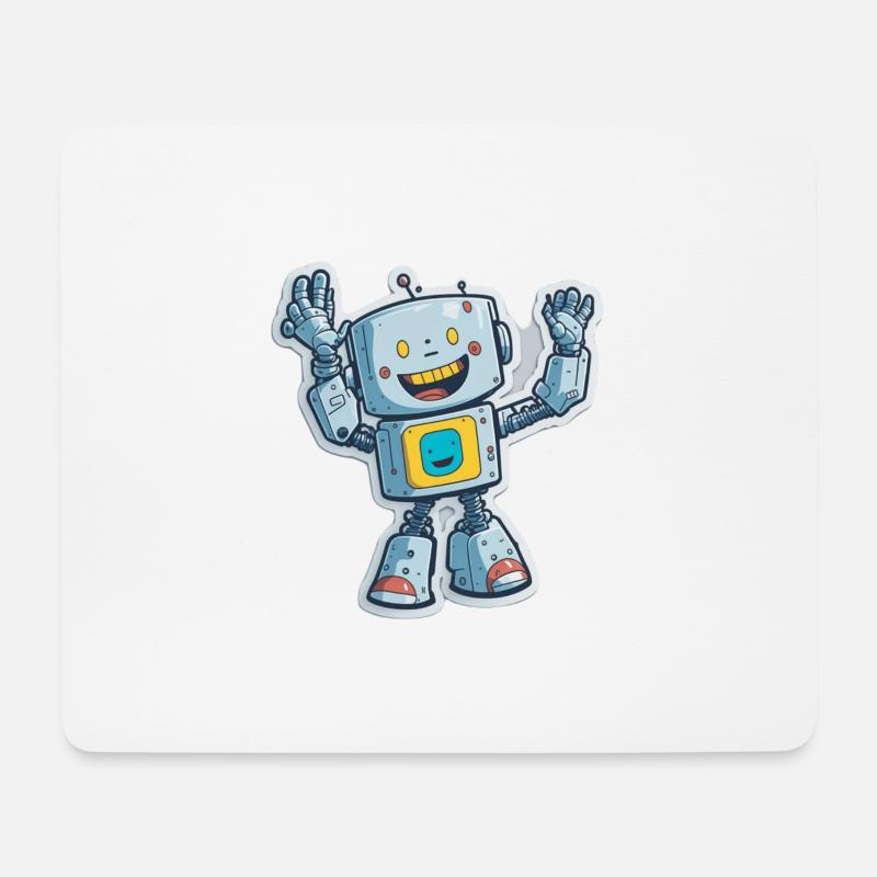 Robot Roboter Comic Cartoon Style - Mousepad (Querformat) - Weiß