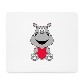 HERZ - LIEBE - LOVE - NILPFERD - FLUSSPFERD - TIER - Mousepad (Querformat) - Weiß - Vorne