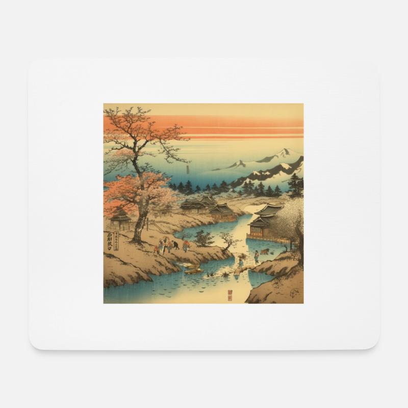 Nostalgische Schönheit Japans - Mousepad (Querformat) - Weiß