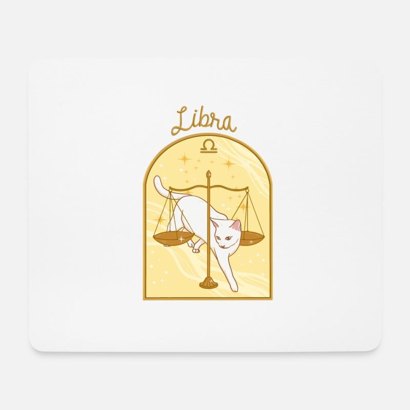Libra Zodiac Sign Cat - Mousepad (Querformat) - Weiß