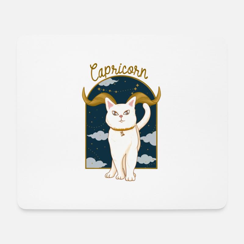 Capricorn Zodiac Sign Cat - Mousepad (Querformat) - Weiß