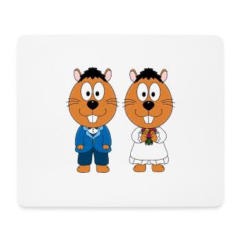 BIBER - HOCHZEIT - OTTER - BRAUTPAAR - LIEBE - Mousepad (Querformat) - Weiß - Vorne