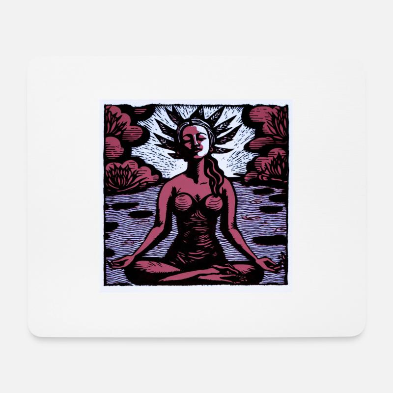 Yoga Padmasana red - Mousepad (Querformat) - Weiß