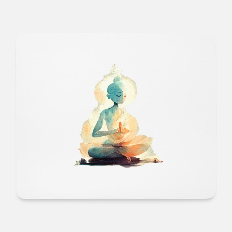 Yoga Padmasana - Mousepad (Querformat) - Weiß