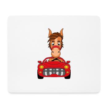 AUTO - CABRIO - PONY - PFERD - TIER - TIERISCH - Mousepad (Querformat) - Weiß - Vorne