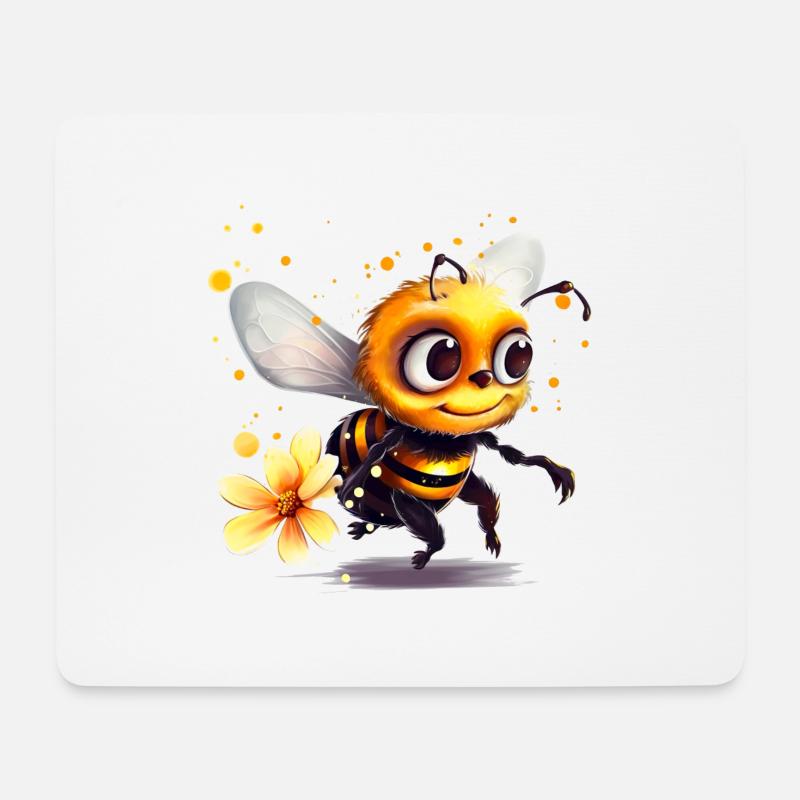 Lustige Biene hat sich mit Blütenpollen bekleckert - Mousepad (Querformat) - Weiß
