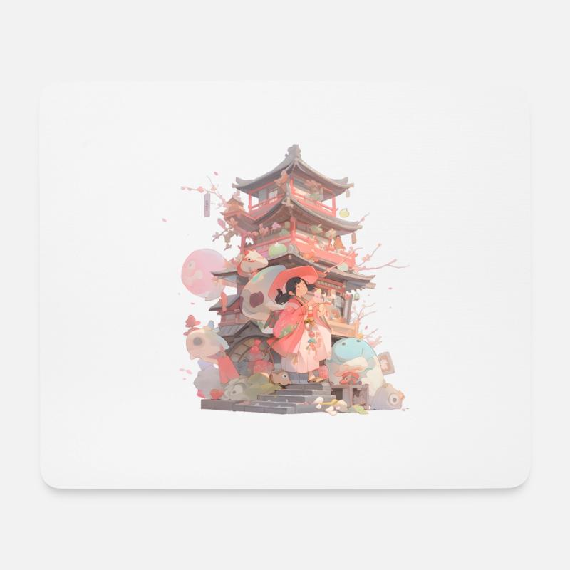Süßes japanisches Motiv - Mousepad (Querformat) - Weiß
