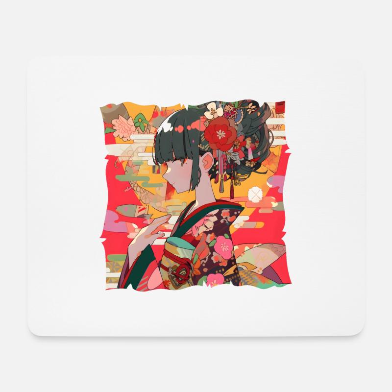 Japanisches Traditionelles Motiv #2 - Mousepad (Querformat) - Weiß