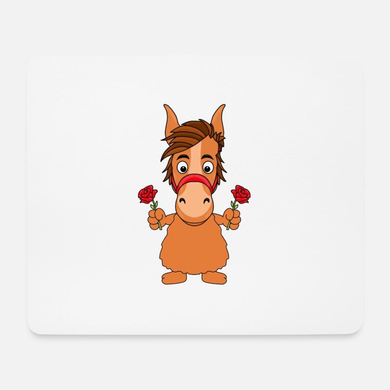 ROSEN - BLUMEN - GARTEN - PFERD - PONY - LIEBE - Mousepad (Querformat) - Weiß