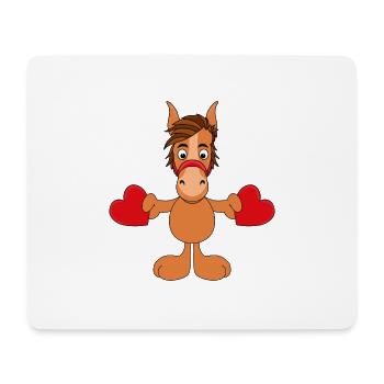 HERZEN - LIEBE - LOVE - VERLIEBT - TIER - PFERD - Mousepad (Querformat) - Weiß - Vorne