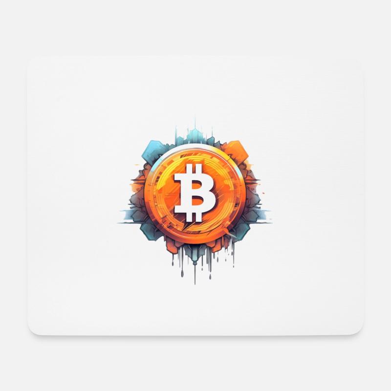 Bitcoin Logo color splash orange green - Mousepad (Querformat) - Weiß