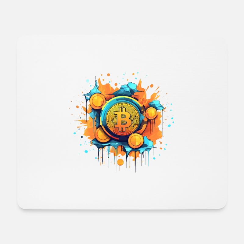 Bitcoin Color Splash logo mit münzen - Mousepad (Querformat) - Weiß