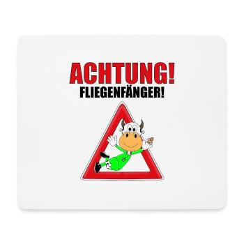 ACHTUNG! FLIEGENFÄNGER - KUH - TORWART - FUßBALL - Mousepad (Querformat) - Weiß - Vorne