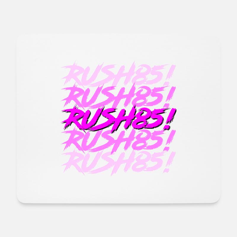 Synthwave / Cyberpunk Title Design RUSH85! -Bright - Mouse Pad (horizontal) - white