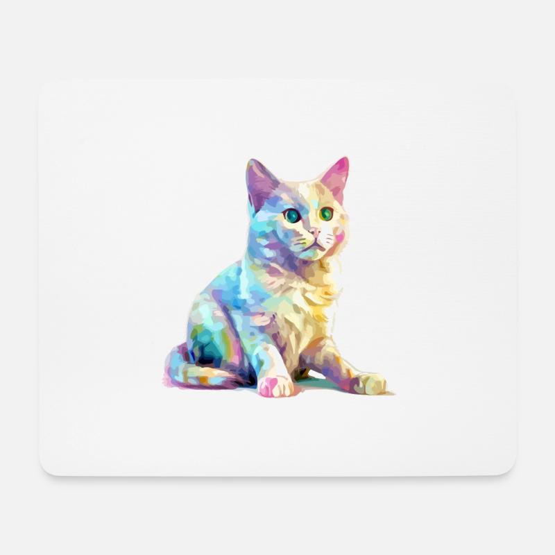 Obi die bunte Katze - Mousepad (Querformat) - Weiß