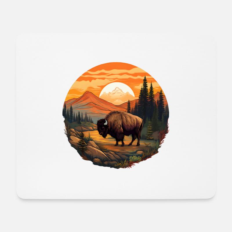 Bison Sunset - Mouse Pad (horizontal) - white