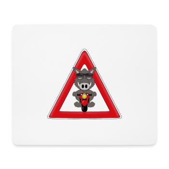 ACHTUNG - RASENDE WILDSAU - WILDSCHWEIN - MOTORRAD - Mousepad (Querformat) - Weiß - Vorne