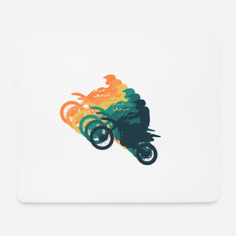 Retro-Motorrad - Mousepad (Querformat) - Weiß