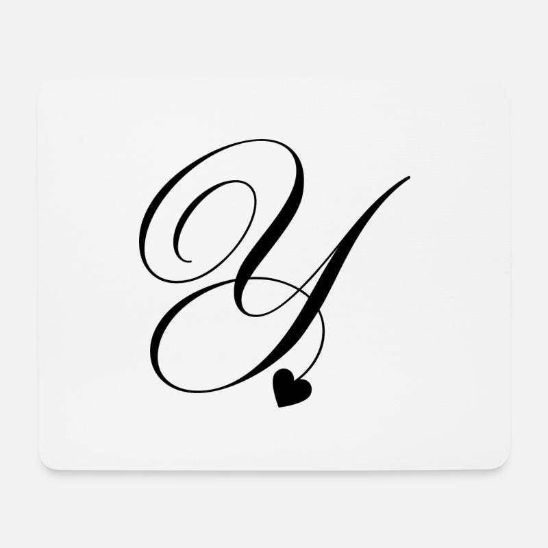 Buchstabe y Kalligraphie Herz - Mousepad (Querformat) - Weiß