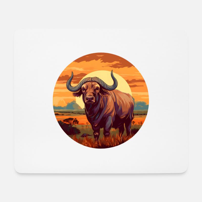 African Buffalo - Mouse Pad (horizontal) - white