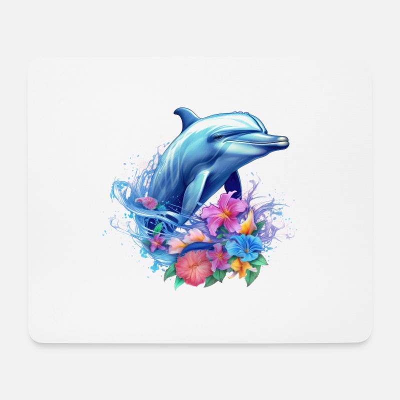 Dolphin, Delfin Meer Südsee Sommer Ozean Delphin - Mousepad (Querformat) - Weiß