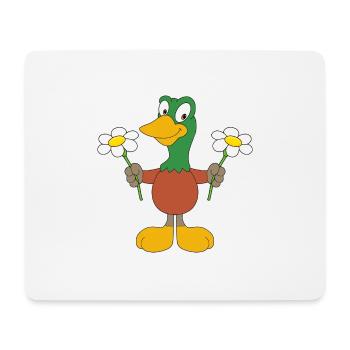 ENTE - BLUMEN - TIER - VOGEL - KINDER - BABY - Mousepad (Querformat) - Weiß - Vorne